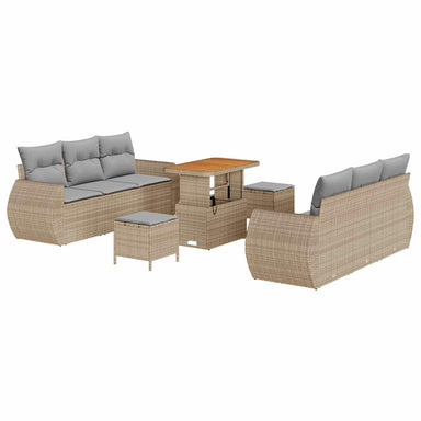 Tuin Sofa Set 9 st 6-Aantal zitplaatsen Beige en Licht Grijs