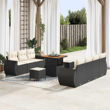 Tuin Sofa Set 10 st 7-Aantal zitplaatsen Zwart en Crème