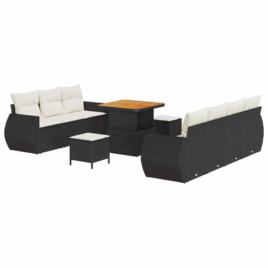 Tuin Sofa Set 10 st 7-Aantal zitplaatsen Zwart en Crème