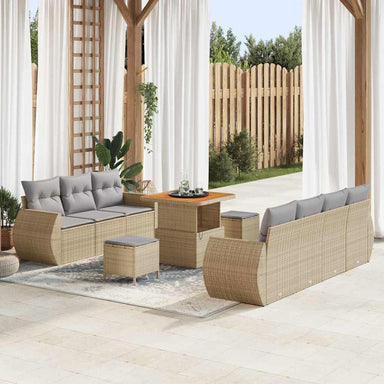 Tuin Sofa Set 10 st 7-Aantal zitplaatsen Beige en Licht Grijs