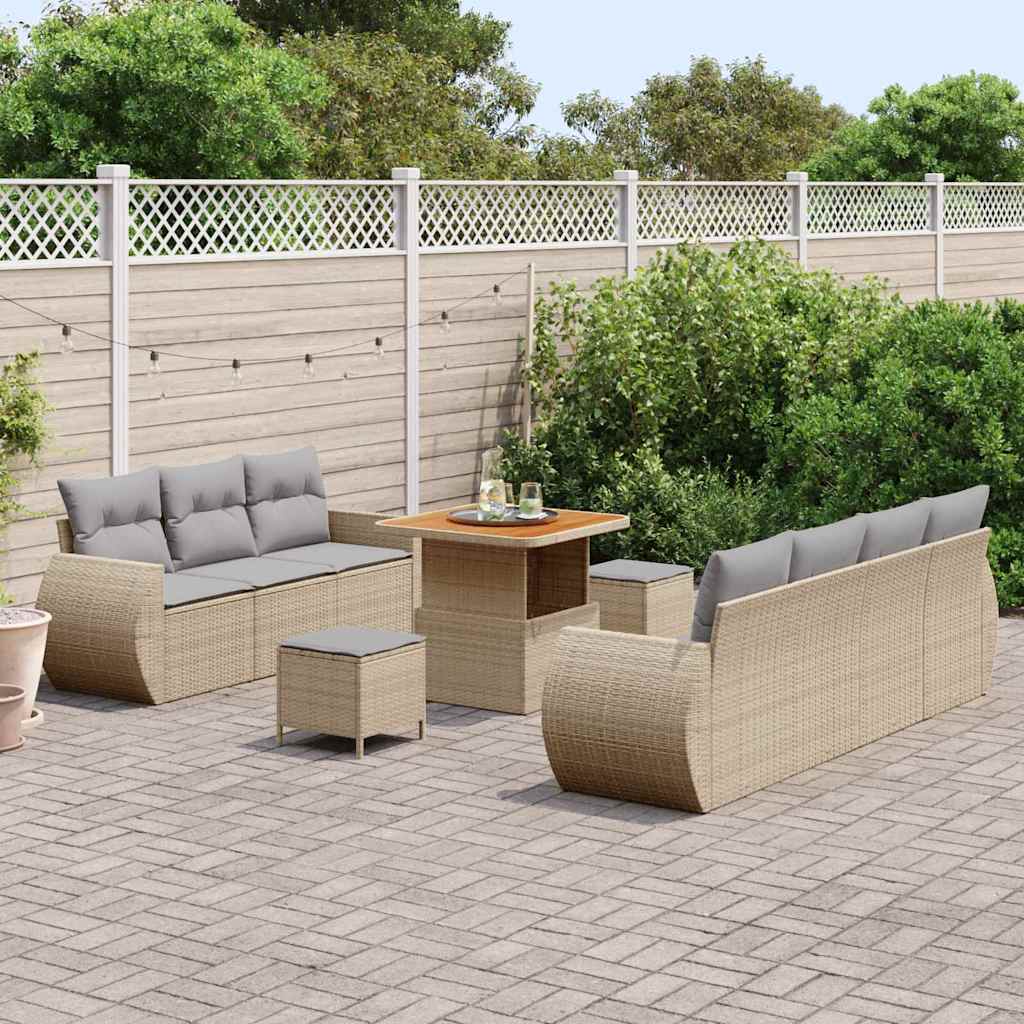 Tuin Sofa Set 10 st 7-Aantal zitplaatsen Beige en Licht Grijs