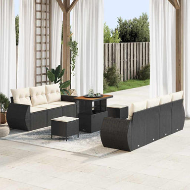 Tuin Sofa Set 10 st 7-Aantal zitplaatsen Zwart en Crème