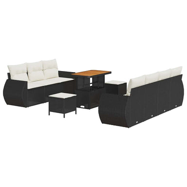 Tuin Sofa Set 10 st 7-Aantal zitplaatsen Zwart en Crème