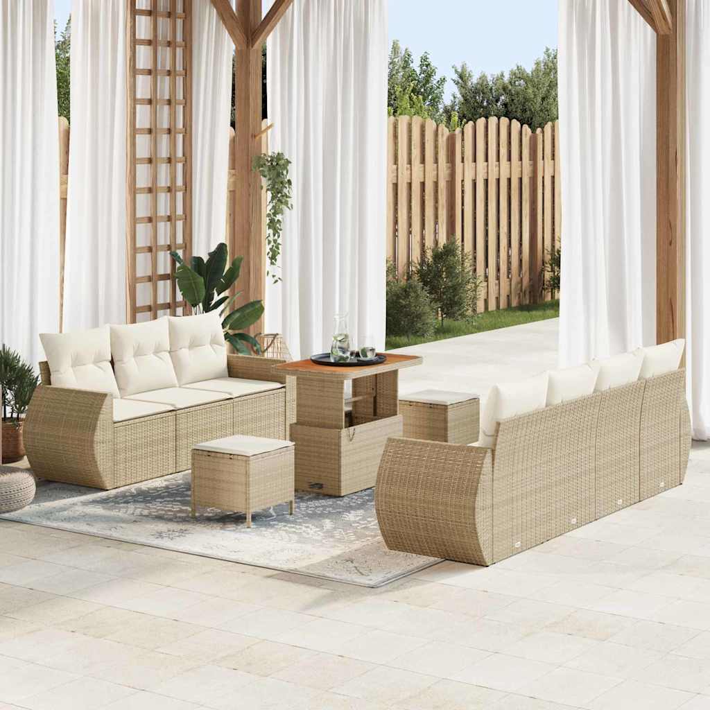 Tuin Sofa Set 10 st 7-Aantal zitplaatsen Beige en Crème