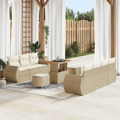 Tuin Sofa Set 10 st 7-Aantal zitplaatsen Beige en Crème