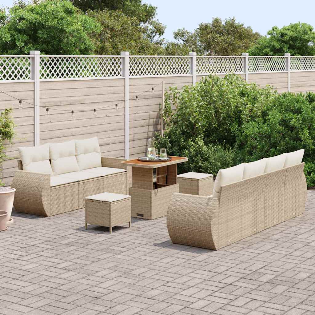 Tuin Sofa Set 10 st 7-Aantal zitplaatsen Beige en Crème