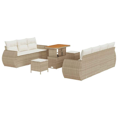 Tuin Sofa Set 10 st 7-Aantal zitplaatsen Beige en Crème