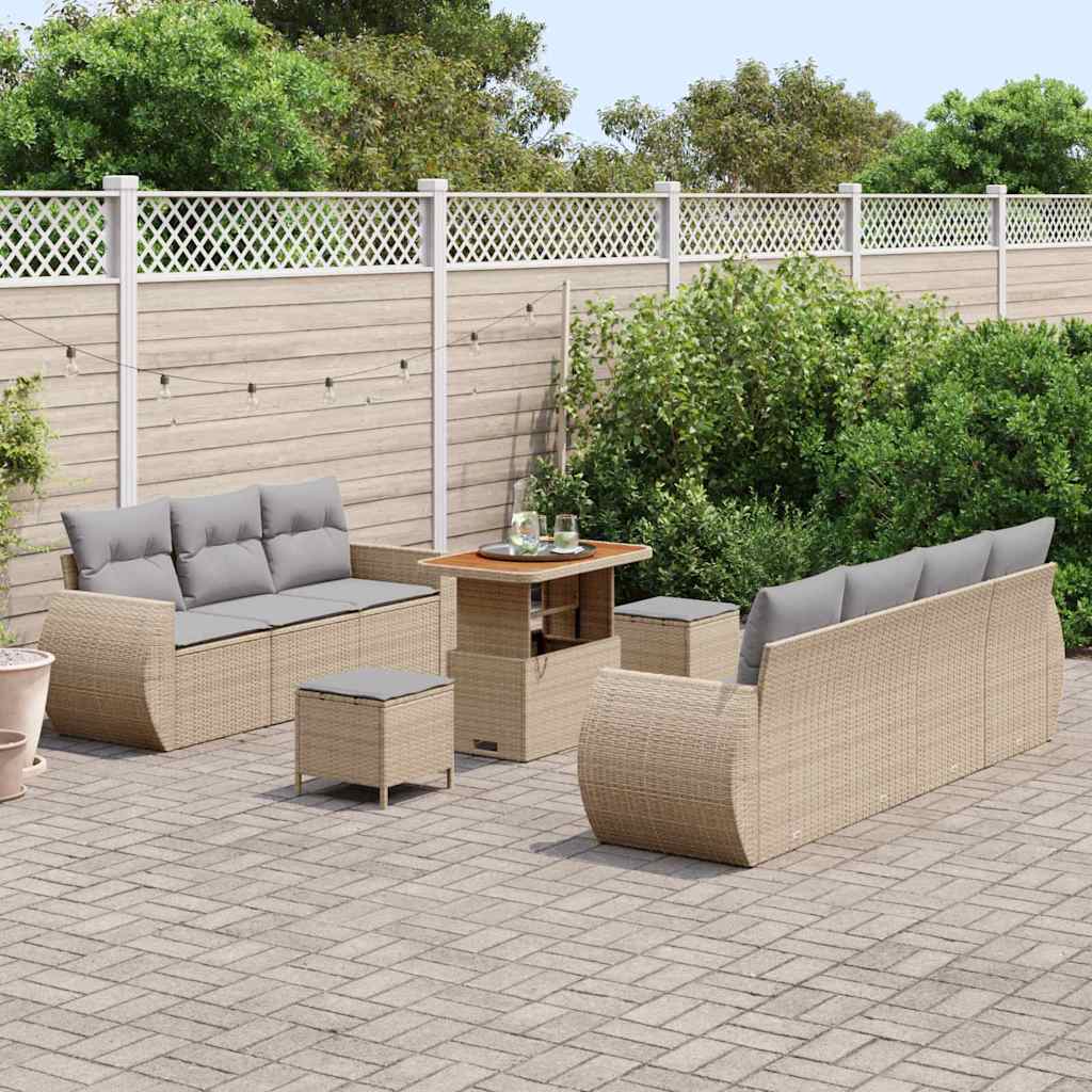Tuin Sofa Set 10 st 7-Aantal zitplaatsen Beige en Licht Grijs