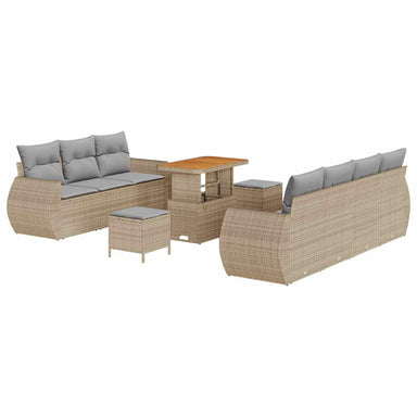 Tuin Sofa Set 10 st 7-Aantal zitplaatsen Beige en Licht Grijs