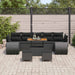 Tuin Sofa Set 10 st 7-Aantal zitplaatsen Zwart poly rattan