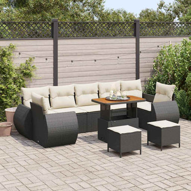 Tuin Sofa Set 10 st 7-Aantal zitplaatsen Zwart en Crème