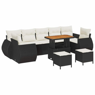 Tuin Sofa Set 10 st 7-Aantal zitplaatsen Zwart en Crème