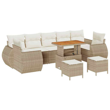 Tuin Sofa Set 10 st 7-Aantal zitplaatsen Beige en Crème