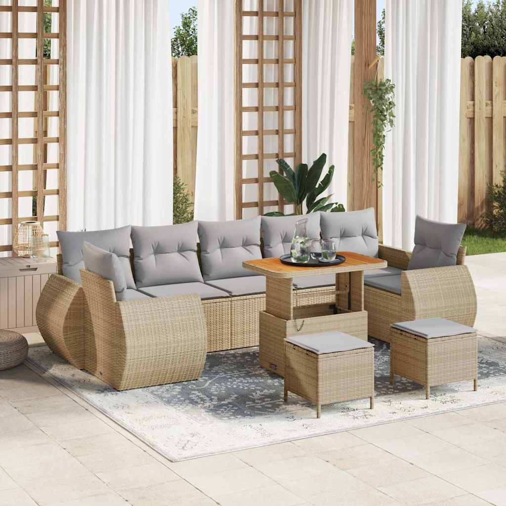 Tuin Sofa Set 10 st 7-Aantal zitplaatsen Beige en Licht Grijs