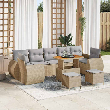 Tuin Sofa Set 10 st 7-Aantal zitplaatsen Beige en Licht Grijs