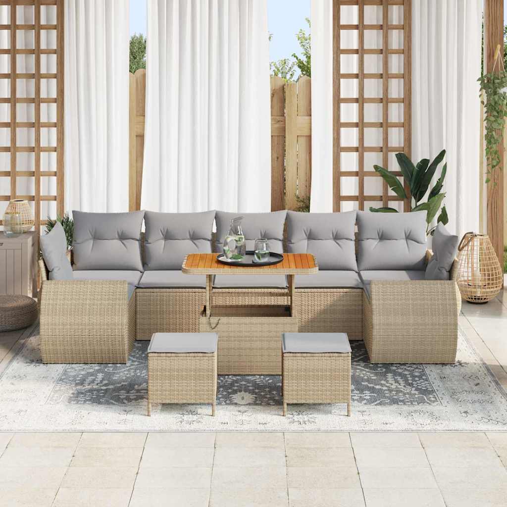 Tuin Sofa Set 10 st 7-Aantal zitplaatsen Beige en Licht Grijs