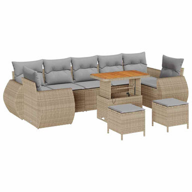 Tuin Sofa Set 10 st 7-Aantal zitplaatsen Beige en Licht Grijs