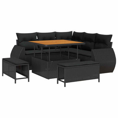 Tuin Sofa Set 8 st 7-Aantal zitplaatsen Zwart poly rattan