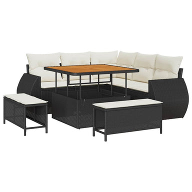 Tuin Sofa Set 8 st 7-Aantal zitplaatsen Zwart en Crème