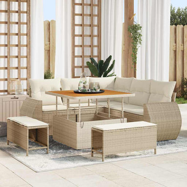 Tuin Sofa Set met kussen 8 pcs Beige en Crème poly rattan
