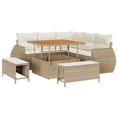 Tuin Sofa Set met kussen 8 pcs Beige en Crème poly rattan
