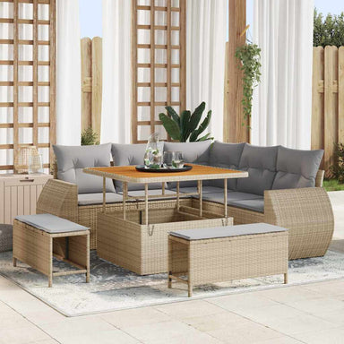 Tuin Sofa Set 8 st 7-Aantal zitplaatsen Beige en Licht Grijs