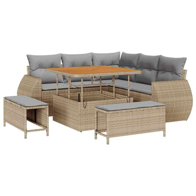 Tuin Sofa Set 8 st 7-Aantal zitplaatsen Beige en Licht Grijs