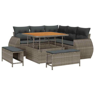 Tuin Sofa Set 8 st 7-Aantal zitplaatsen Grijs poly rattan