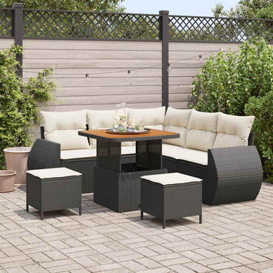 Tuin Sofa Set 8 st 7-Aantal zitplaatsen Zwart en Crème