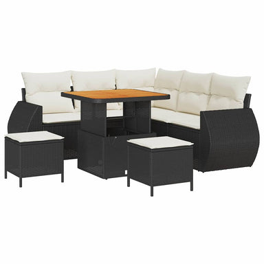 Tuin Sofa Set 8 st 7-Aantal zitplaatsen Zwart en Crème