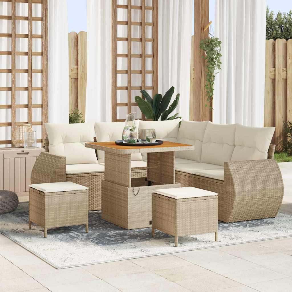 Tuin Sofa Set 8 st 7-Aantal zitplaatsen Beige en Crème