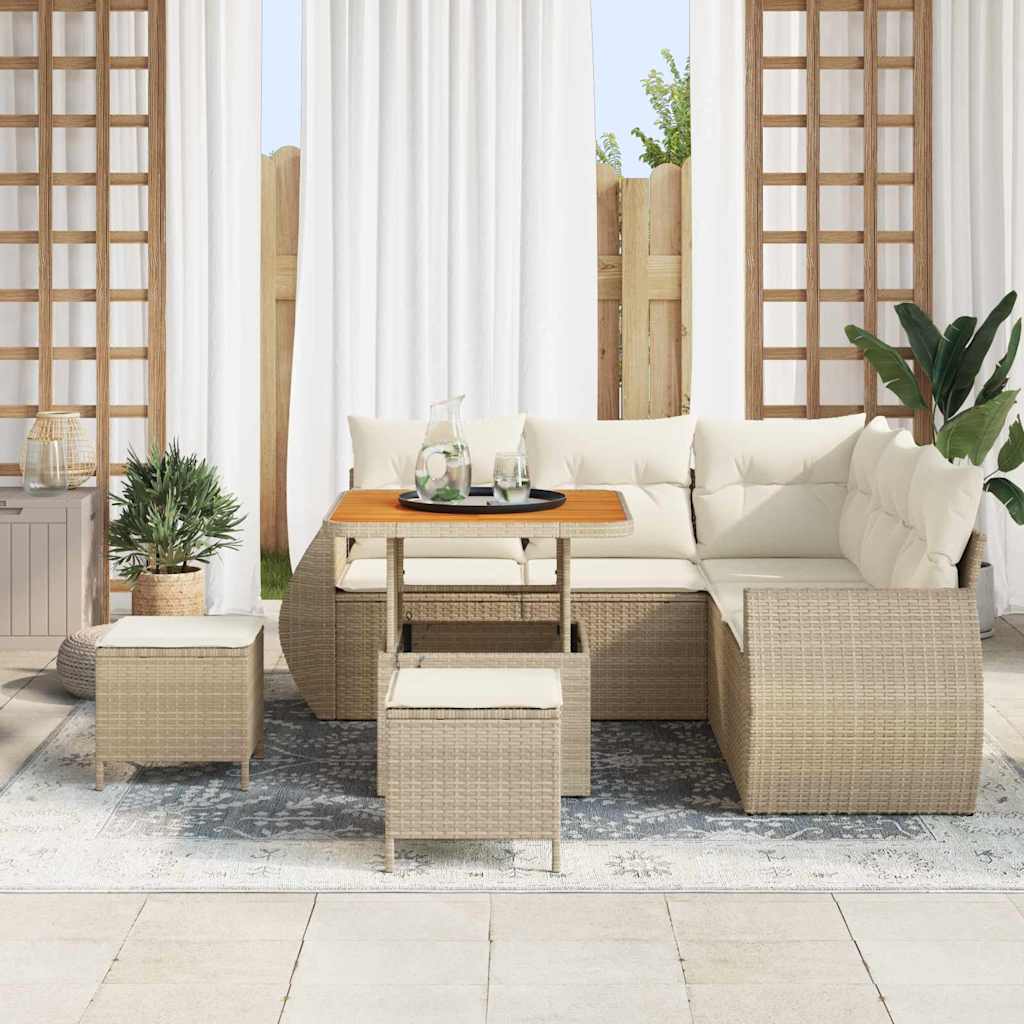 Tuin Sofa Set 8 st 7-Aantal zitplaatsen Beige en Crème