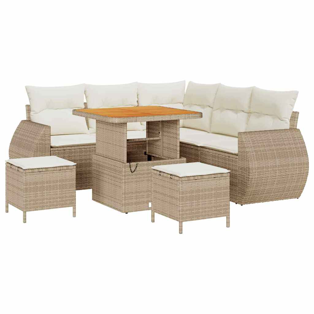 Tuin Sofa Set 8 st 7-Aantal zitplaatsen Beige en Crème