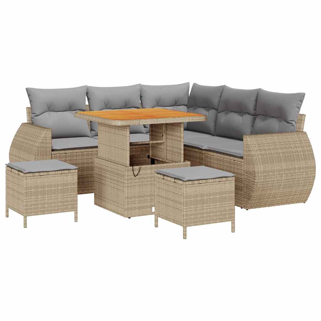 Tuin Sofa Set 8 st 7-Aantal zitplaatsen Beige en Licht Grijs