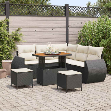 Tuin Sofa Set 8 st 7-Aantal zitplaatsen Zwart en Crème