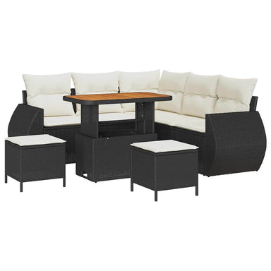 Tuin Sofa Set 8 st 7-Aantal zitplaatsen Zwart en Crème