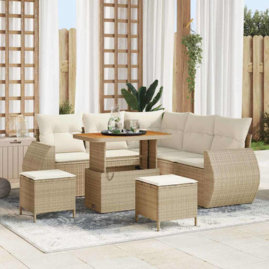 Tuin Sofa Set met kussen 8 pcs Beige en Crème poly rattan