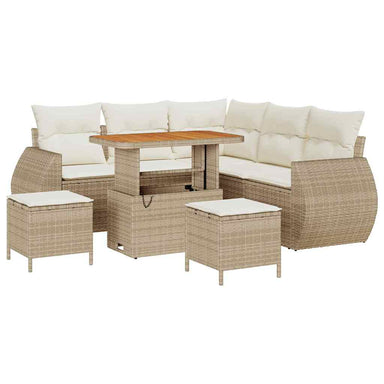 Tuin Sofa Set met kussen 8 pcs Beige en Crème poly rattan