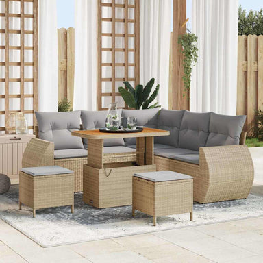 Tuin Sofa Set 8 st 7-Aantal zitplaatsen Beige en Licht Grijs
