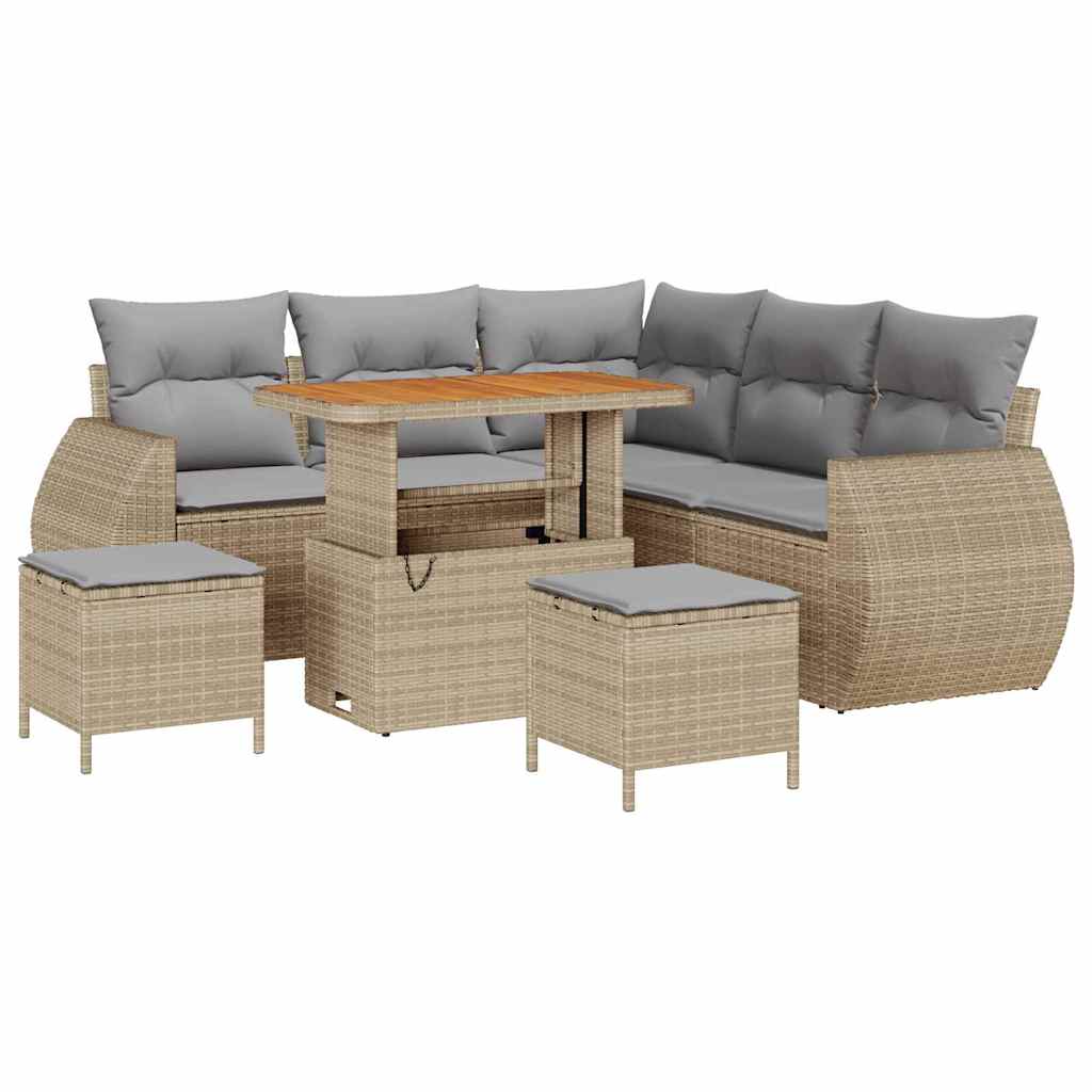 Tuin Sofa Set 8 st 7-Aantal zitplaatsen Beige en Licht Grijs