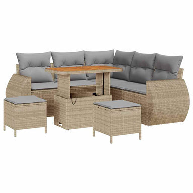 Tuin Sofa Set 8 st 7-Aantal zitplaatsen Beige en Licht Grijs