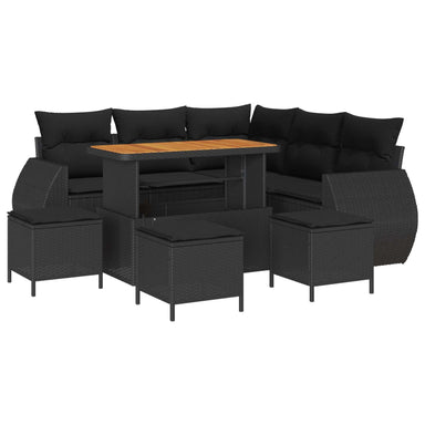 Tuin Sofa Set 9 st 8-Aantal zitplaatsen Zwart poly rattan