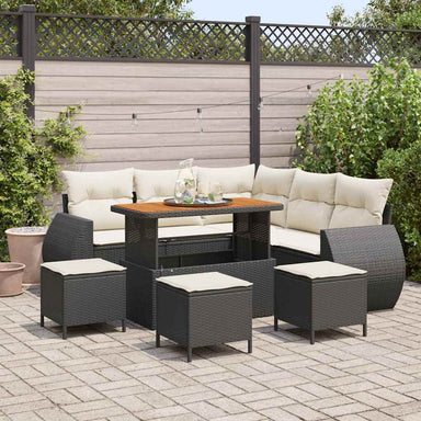 Tuin Sofa Set 9 st 8-Aantal zitplaatsen Zwart en Crème