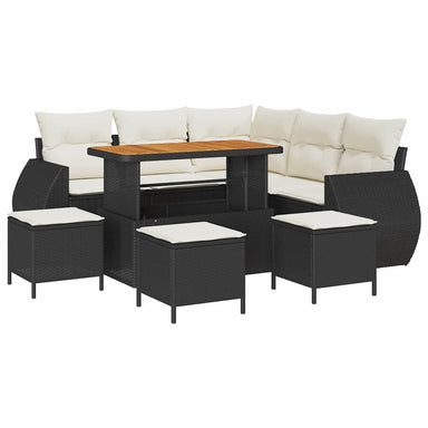 Tuin Sofa Set 9 st 8-Aantal zitplaatsen Zwart en Crème