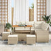 Tuin Sofa Set met kussen 9 pcs Beige en Crème poly rattan