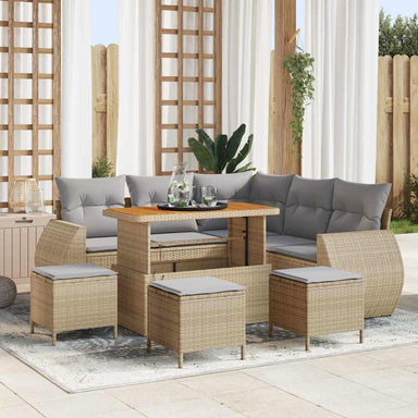 Tuin Sofa Set 9 st 8-Aantal zitplaatsen Beige en Licht Grijs