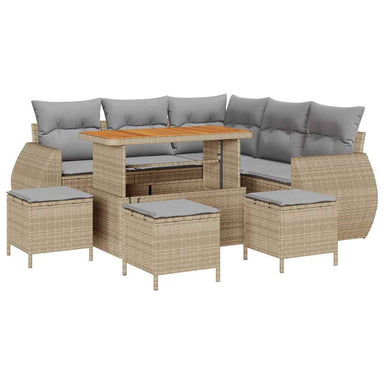Tuin Sofa Set 9 st 8-Aantal zitplaatsen Beige en Licht Grijs