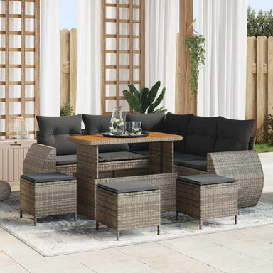 Tuin Sofa Set 9 st 8-Aantal zitplaatsen Grijs poly rattan