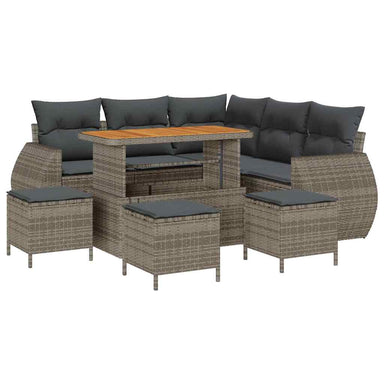Tuin Sofa Set 9 st 8-Aantal zitplaatsen Grijs poly rattan