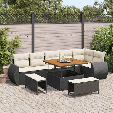Tuin Sofa Set 9 st 9-Aantal zitplaatsen Zwart en Crème